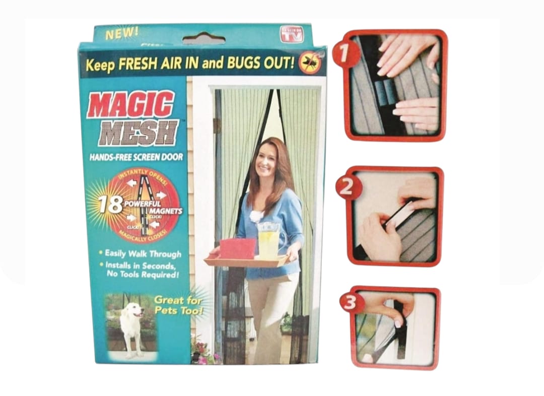 Screen door curtain magic mesh hands net magnetic anti mosquito bug divider curtain (pack of 1)