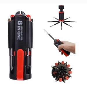 8 in 1 screwdriver with flashlight, multifunctional (pack of 1)